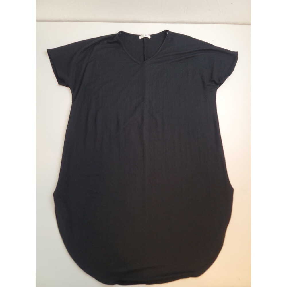 Tres Bien Black Dress L Loose Fit V Neck Short Sleeve Minimalist
